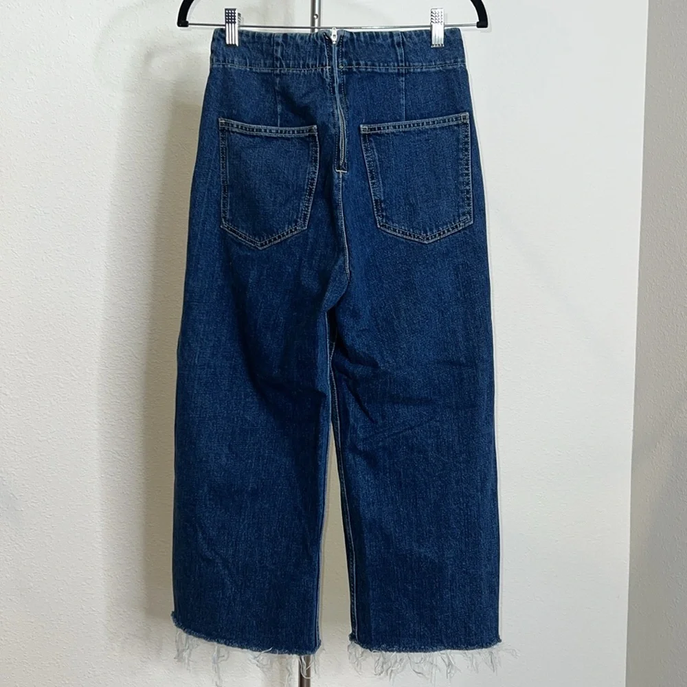 Topshop Moto High Waist Lace Front Wide Leg Crop Jeans